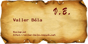 Valler Béla névjegykártya